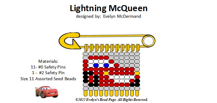 an image of a car made out of beads and magnets with the words lightning mcqueen on it