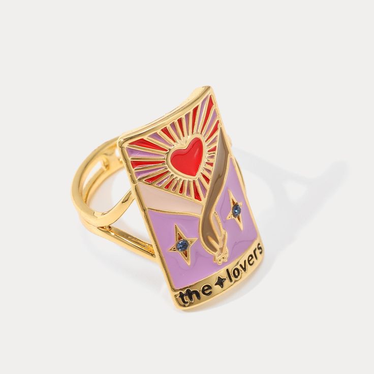 Draw on your inner strength with our Tarot Ring. Carefully crafted from brass, this elegant accessory is sure to add a touch of sophistication to your wardrobe. Durable and timeless, the Tarot Ring is the perfect way to empower your spirit. The idea of Tarot Ring comes from signs of tarot cards. If you like astrology jewelry, this meaningful ring is a wonderful gifts for anyone. You can order it in Selenichast jewelry shop. DETAILS Plating: 18K Gold Materials: 18K Gold on Brass, Cubic Zirconia S Meaningful Rings, Sacred Jewelry, Blossom Bracelet, Astrology Jewelry, Gifts For Anyone, Talisman Necklace, Diamond Evil Eye, Simple Gift Wrapping, Evil Eye Earrings