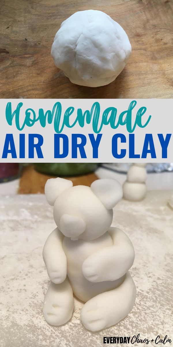 homemade air dry clay recipe for kids and adults to make it in the kitchen or playroom