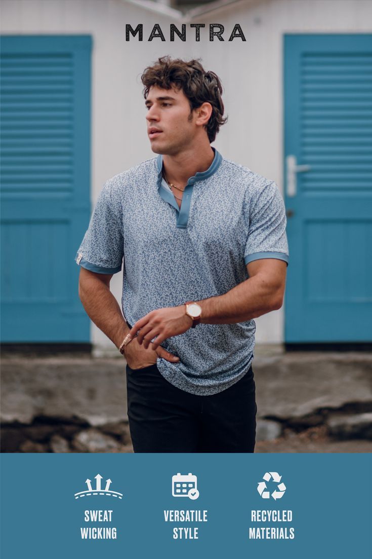 MANTRA Sustainable Performance Polo Coral Blue Mens Casual Outfits Summer, Mens Fashion Inspiration, Guys Clothing Styles, Men Spring, Mens Outfit Inspiration, Telegram Channel, Men Fashion Casual Outfits, Summer Outfits Men, Ootd Style