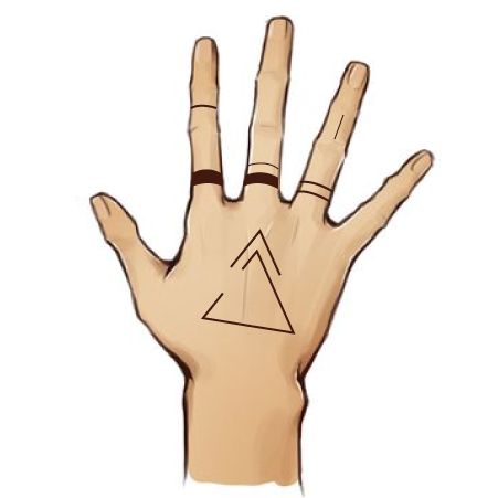 a hand that has a triangle on it