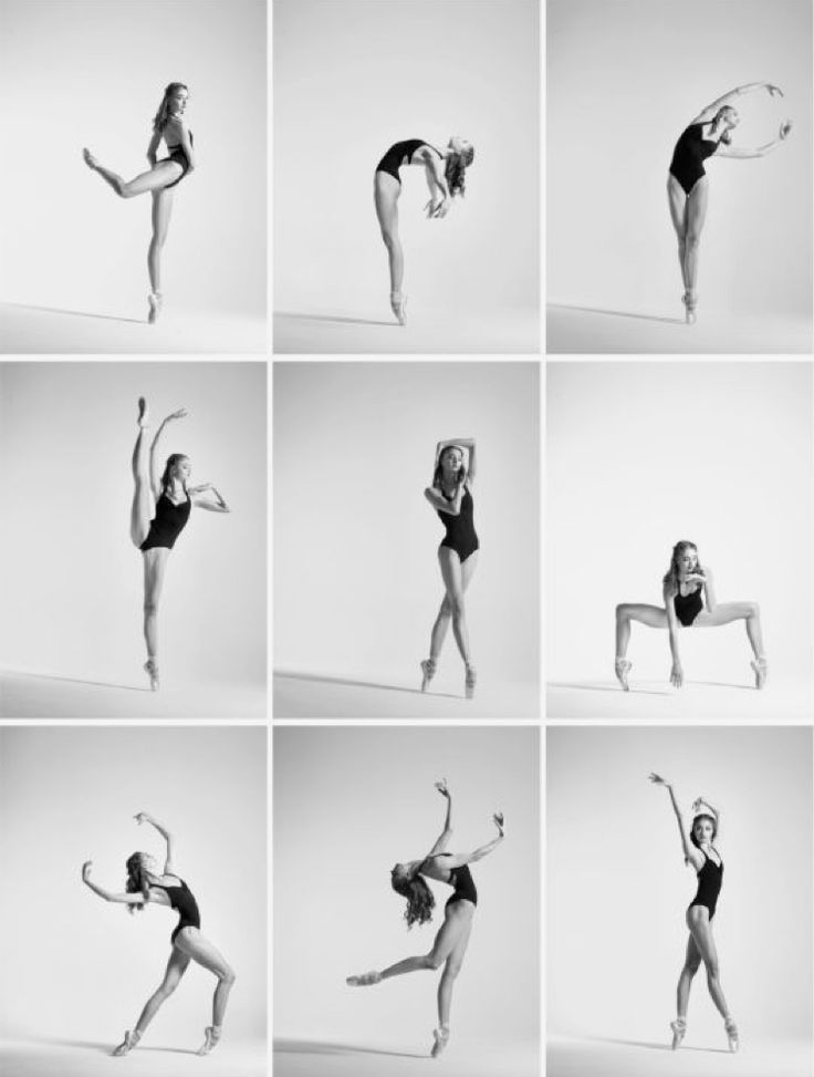 an iphone photo collage with multiple photos of a woman in black leotards