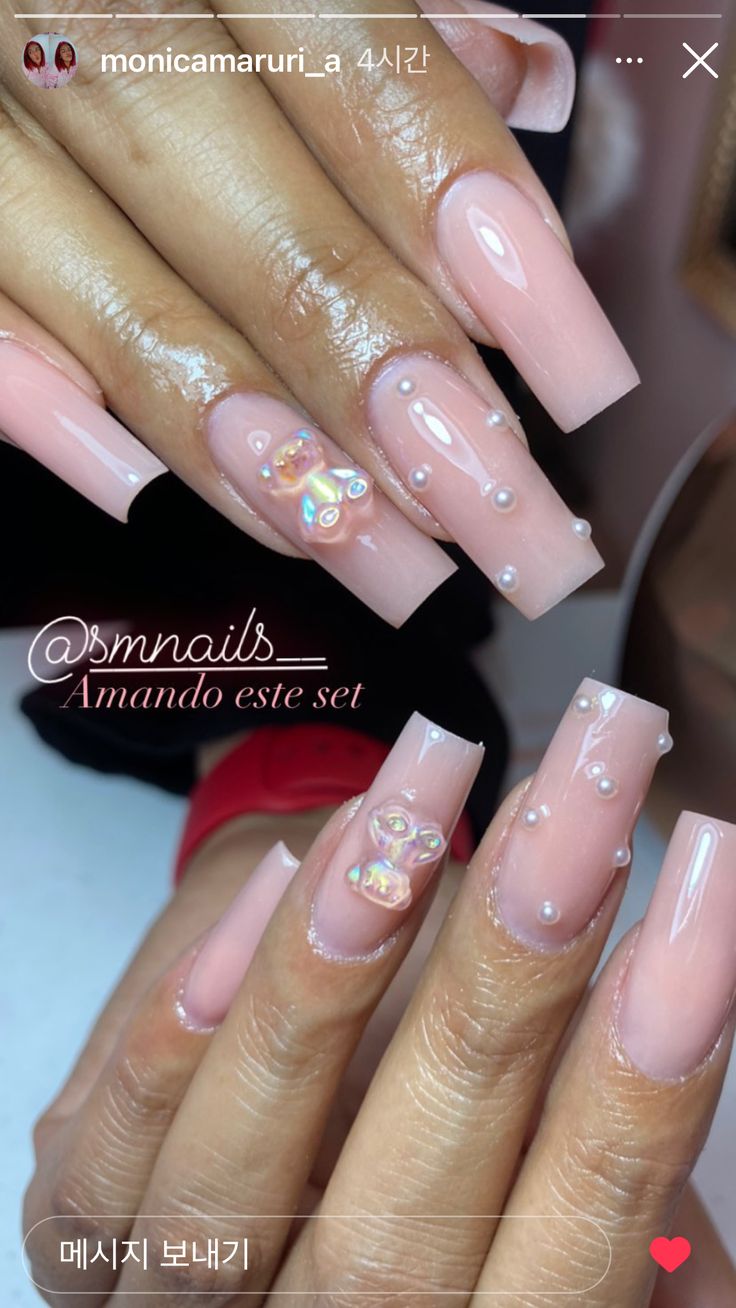 3d Bear Nails, Nails With Teddy Bear Charms, Japanese Nail Art Kawaii, Bear Nails, Kylie Nails, Euphoria Nails, Birthday Nail Designs, Cute Nail Colors, Bears Nails