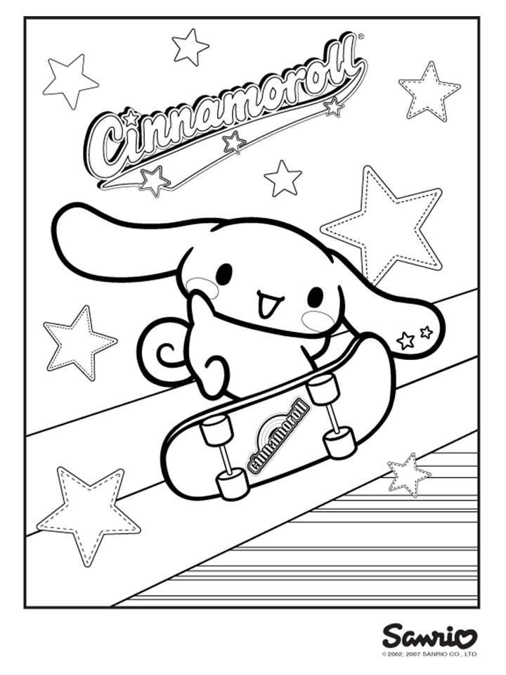 a coloring page with an image of a cartoon character on a skateboard and stars