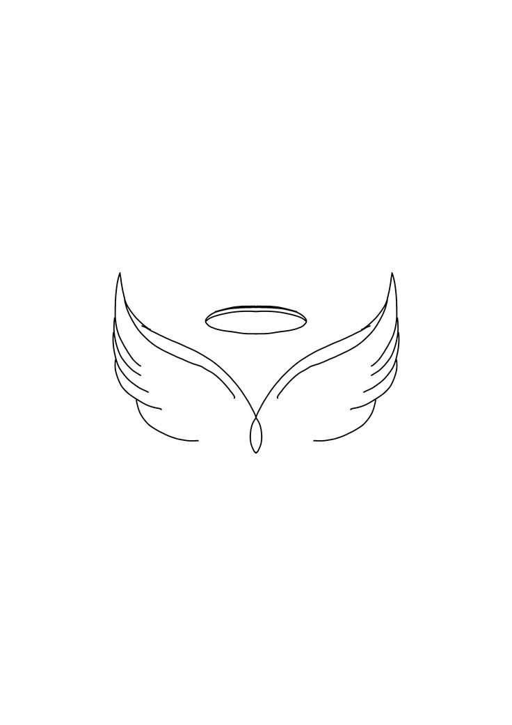 the outline of an angel wing with a halo on it's center and two wings above