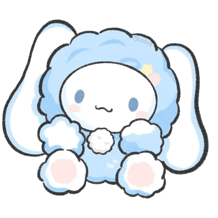 a drawing of a blue stuffed animal