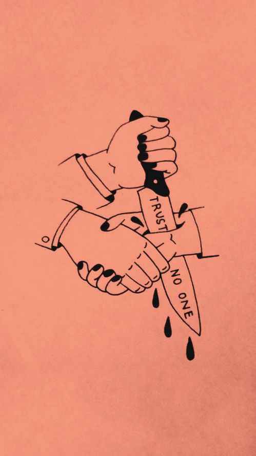 a drawing of a hand holding a knife with the words i love you on it