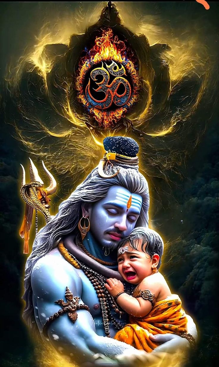 the hindu god holding a baby in his arms