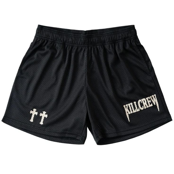 VENTED MESH SHORTS MEDIEVAL - BLACK / CREAM - Kill Crew Black Athletic Shorts With Built-in Shorts For Summer, Breathable Black Shorts, Black Gym Shorts For Summer, Nylon Shorts With Mesh Pockets, Summer Streetwear Bottoms With Moisture-wicking, Moisture-wicking Bottoms For Summer Streetwear, Summer Sports Shorts With Mesh Pockets, Mesh Athletic Shorts With Elastic Waistband For Training, Summer Athletic Shorts With Mesh Pockets