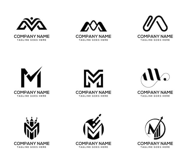 six letter m logos with different shapes