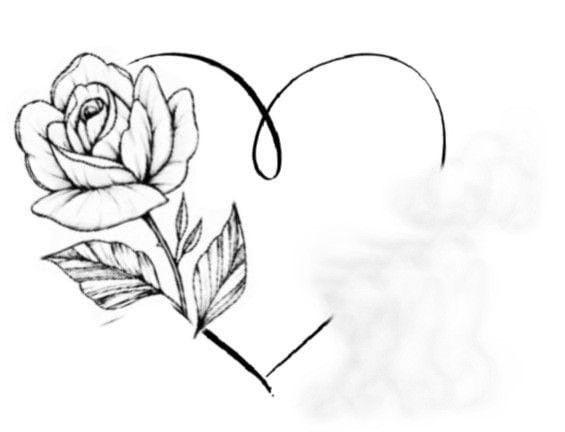 a drawing of a rose in the shape of a heart