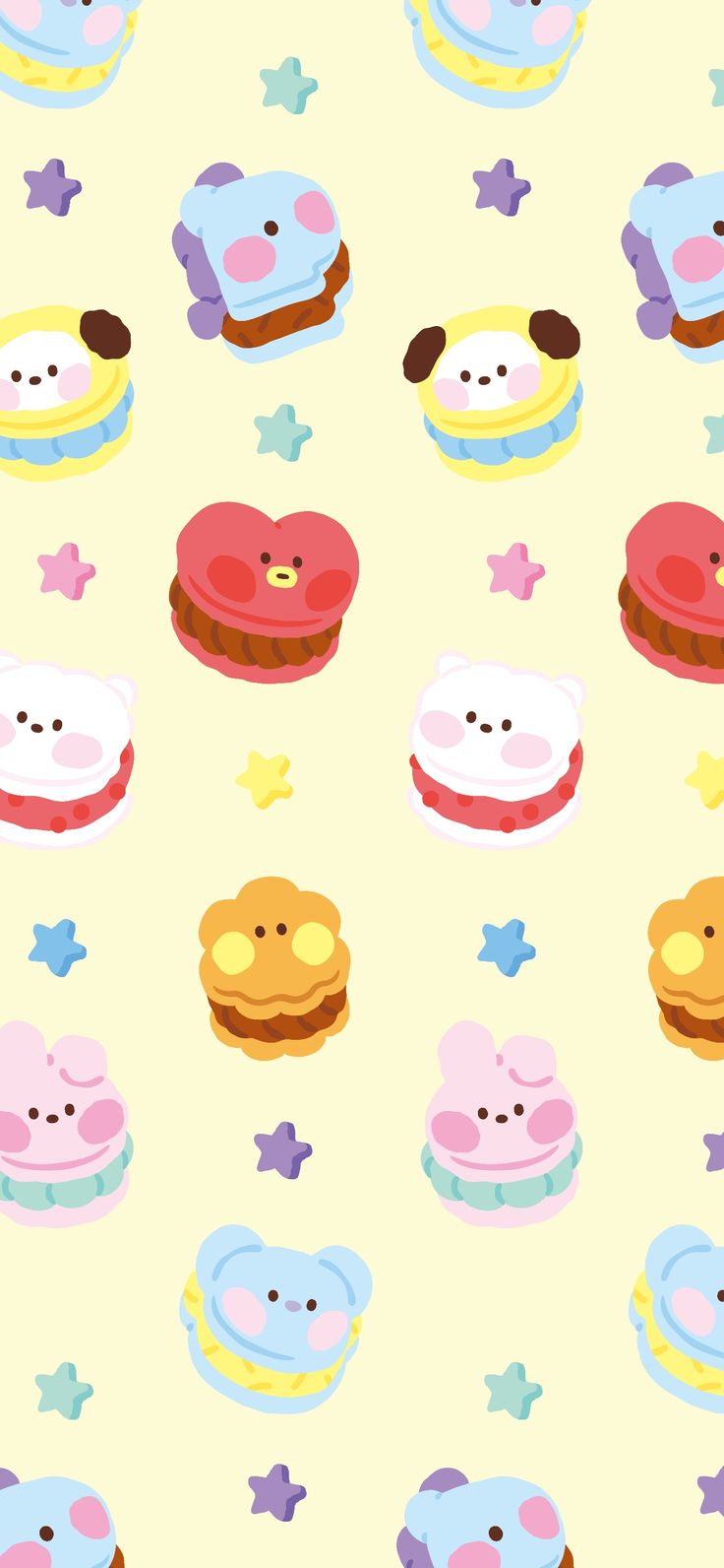 the pattern is very colorful and has many different items on it, including donuts