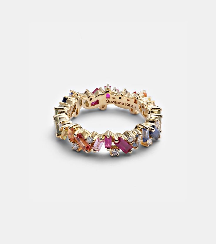 Rainbow Frenzy 18kt gold, diamond and sapphire ring in multicoloured - Suzanne Kalan | Mytheresa Yellow Gold Multi-stone Cubic Zirconia Diamond Ring, Luxury Multi-stone Sapphire Baguette Cut Ring, Gold Multi-stone Baguette Cut Rings, Yellow Gold Multi-stone Baguette Cut Rings, Yellow Gold Sapphire Ring With Cubic Zirconia, Gold Sapphire Ring With Multi-stone Cubic Zirconia, Yellow Gold Multi-stone Sapphire Ring With Cubic Zirconia, Ring Saphir, Diamond And Sapphire Ring