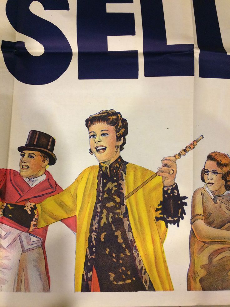 an advertisement for sell featuring two women in top hats and yellow coat with canes