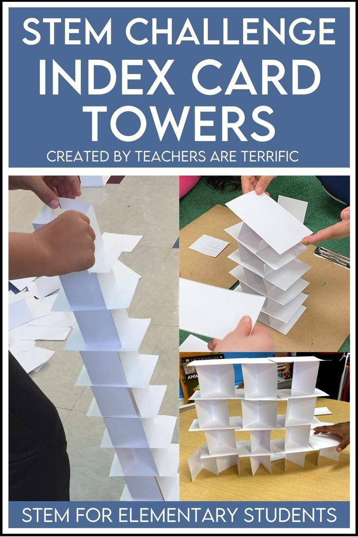 The Best STEM Tower Ever - Easy-Prep Index Cards - Teachers are Terrific Stem Towers, Card Tower, Easy Stem, Stem Classes, Stem Elementary, Engineering Design Process, Stem Challenge, Index Card, Science Activities For Kids