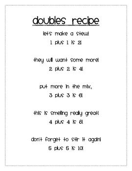 a printable poem with the words doubles recipe