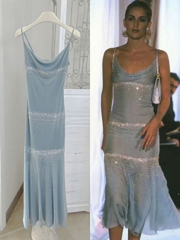 Sky Blue Starry Mermaid Midi Slip Dress – Dolly Gown Sorority Formal Dress Midi, Ice Blue Christmas Dress, Light Blue Dress Birthday, Whimsical Blue Dress, Rhinestone Dress Birthday, 1970s Formal Dress, Vintage Blue Dress Aesthetic, Diy Mermaid Dress, Y2k Hoco Dress