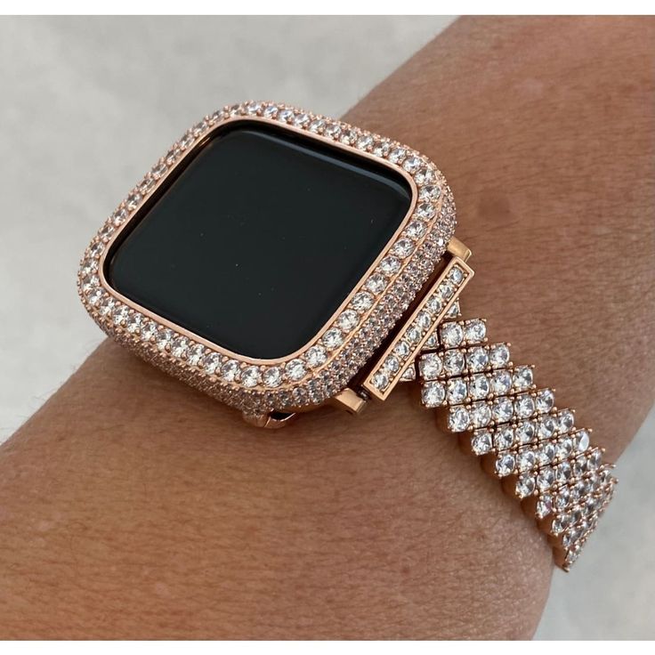 41mm 45mm Rose Gold Apple Watch Band Series 7 Swarovski Crystals & or Lab Diamond Bezel Cover Smartwatch Bling 38mm-45mm Apple Watch Band Women, Gold Apple Watch Band, Apple Watch Bands Women, Ceramic Apple, Rose Gold Apple Watch, Gold Apple Watch, Iphone Watch, Apple Watches, Ceramic Watch