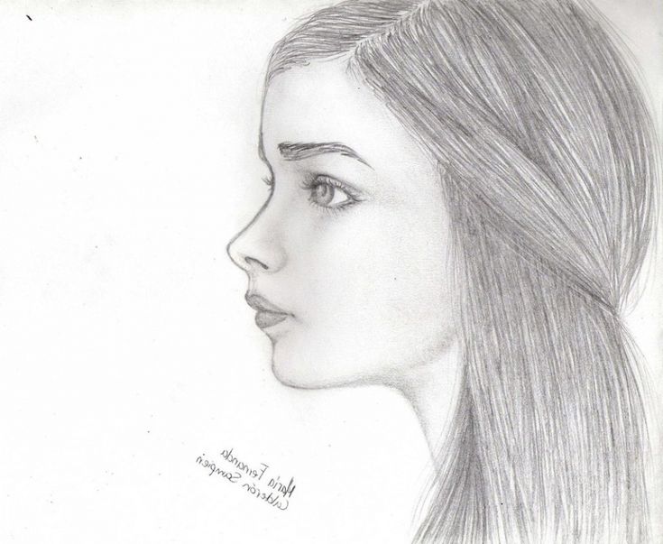 a pencil drawing of a woman's profile