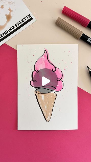 a card with an ice cream cone drawn on it