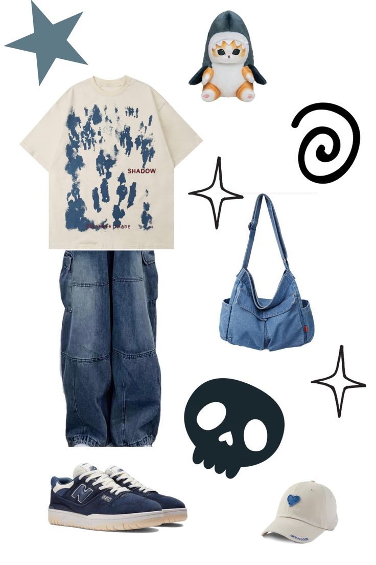 Haku Style, Shark Clothes, Y2k Outfits Men, Ootd Idea, Trashy Outfits, Silly Clothes, Blue Outfits, Y2k Outfit Ideas