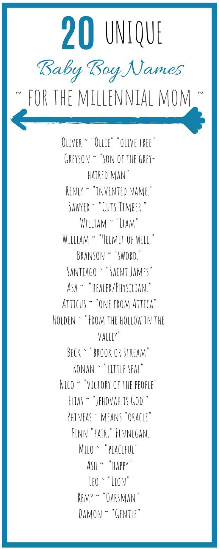 the 20 unique baby boy names for the milleninal mom in blue and white