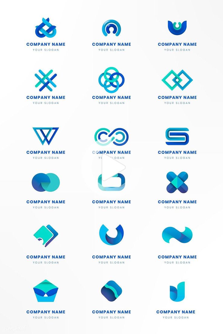 the logos for various companies are shown in blue and green colors, with different shapes