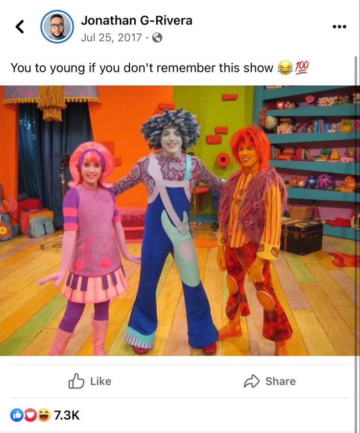 three people in costumes standing on a wooden floor with the caption, you too young if you don't remember this show