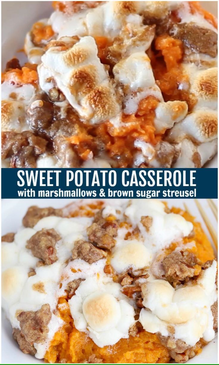 sweet potato casserole with marshmallows and brown sugar