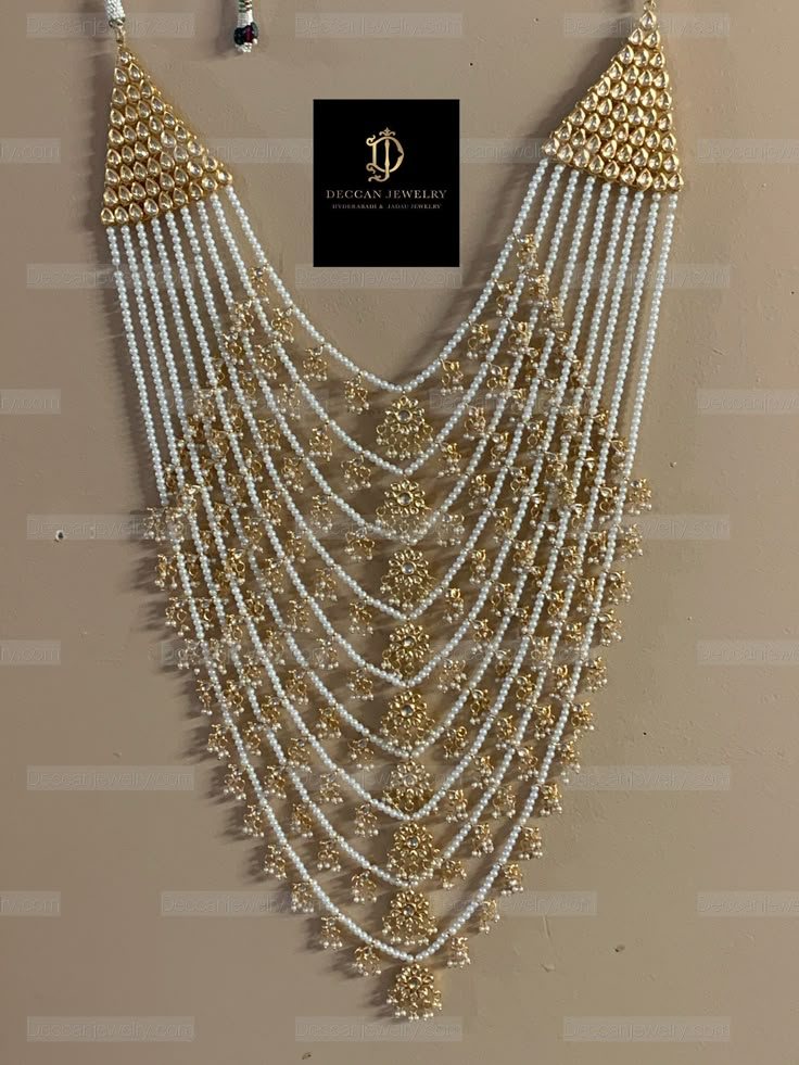 Ready to ship haar  Long and carries weight  Perfect for a bride  Made using kundan with shell pearls and meenakari work on the back  22ct gold plated  Delivered in 3-5 days within USA Festive Gold Bridal Necklace With Gota Work, Ceremonial Gold Kundan Necklace With Stone Work, Gold Bridal Necklace With Gota Work For Diwali, Gold Bridal Necklace With Gota Work For Reception, Ceremonial Kundan Jewelry With Gold Beads, Gold Kundan Necklace With Stone Work, Gold Necklace With Gota Work For Wedding, Gold Bridal Sets With Cutdana For Reception, Gold Kundan Necklace With Tilla