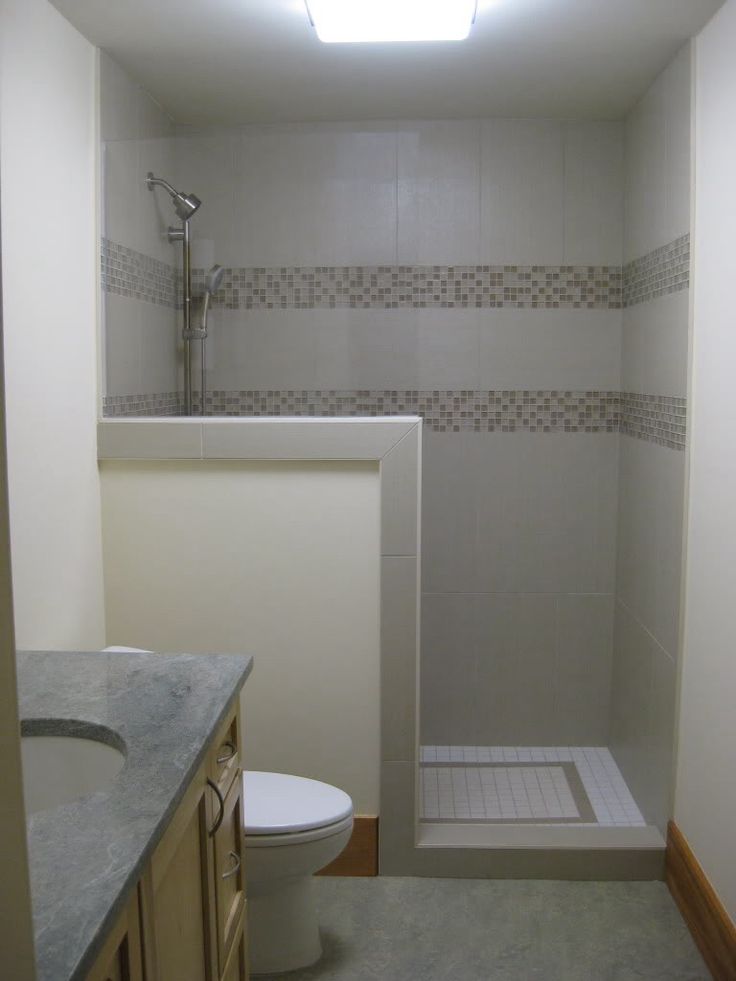 a white toilet sitting next to a walk in shower under a skylight on top of a bathroom counter