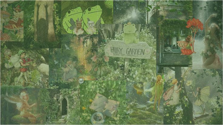 a collage of fairy garden images and pictures