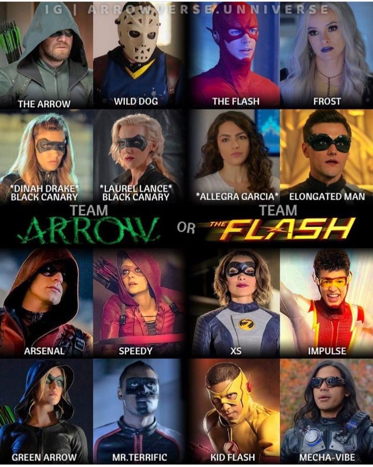 the flash and arrow characters in movies