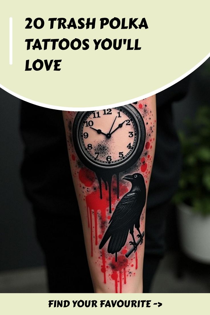 20 Trash Polka Tattoos You'll Love Trash Polka Tattoos, Trash Polka Tattoo Designs, Unique Wrist Tattoos, Tramp Stamp Tattoos, Tattoos Inspiration, Trash Polka Tattoo, Ink Splatter, Tree Of Life Tattoo, Trash Polka