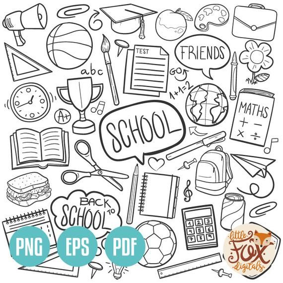 back to school doodle clipart with lots of different items and words on it