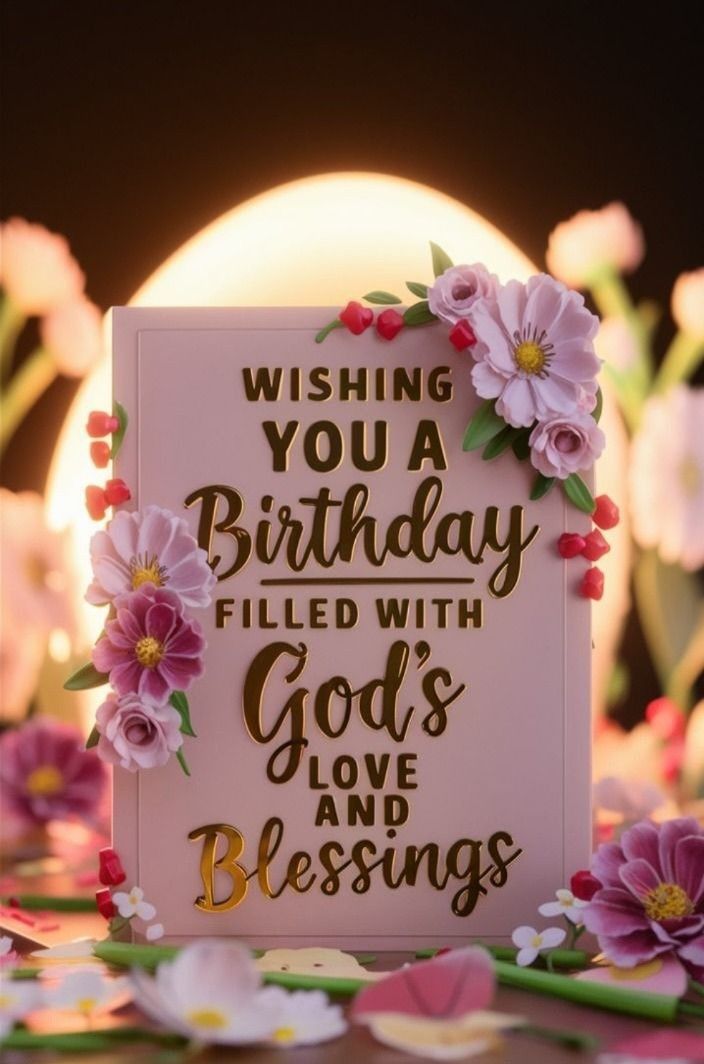 a birthday card with flowers and the words, wishing you a birthday filled with god's love and blessing