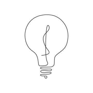 a single line drawing of a light bulb