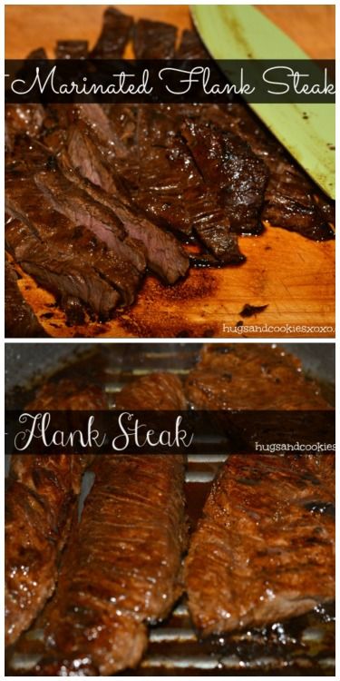 the steaks are being cooked and ready to be grilled in the oven with marinated flank steak