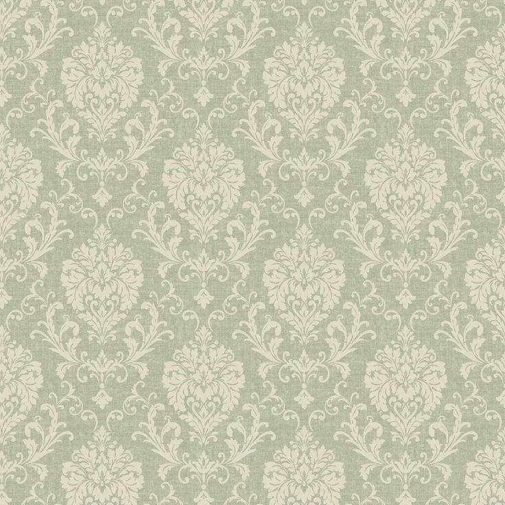 a green and white wallpaper with an ornate design