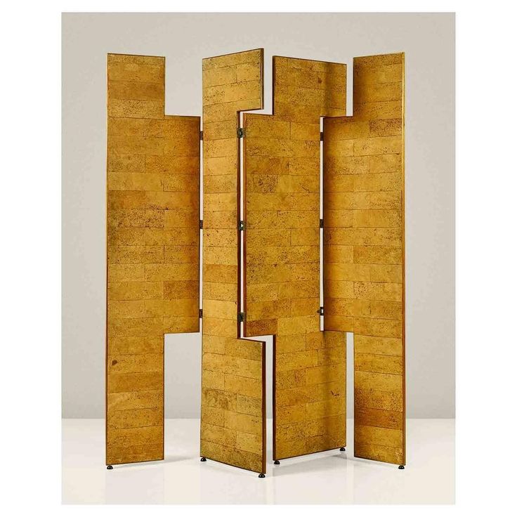 a room divider made out of wood with three panels on each side and one section open