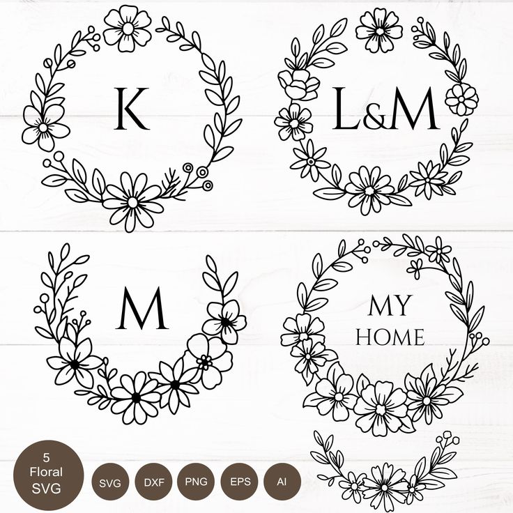 the initial monograms are made with flowers and leaves