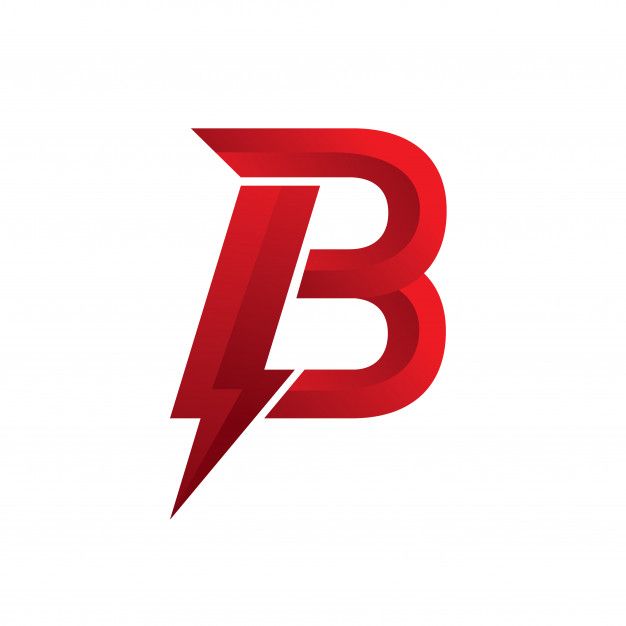 the letter b with a lightning bolt on it's side is shown in red