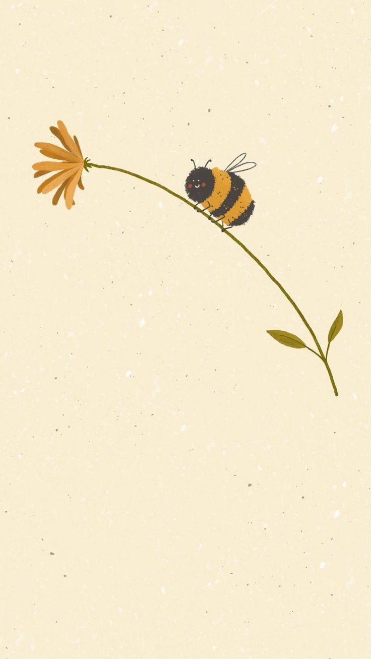 a drawing of a bee sitting on top of a flower