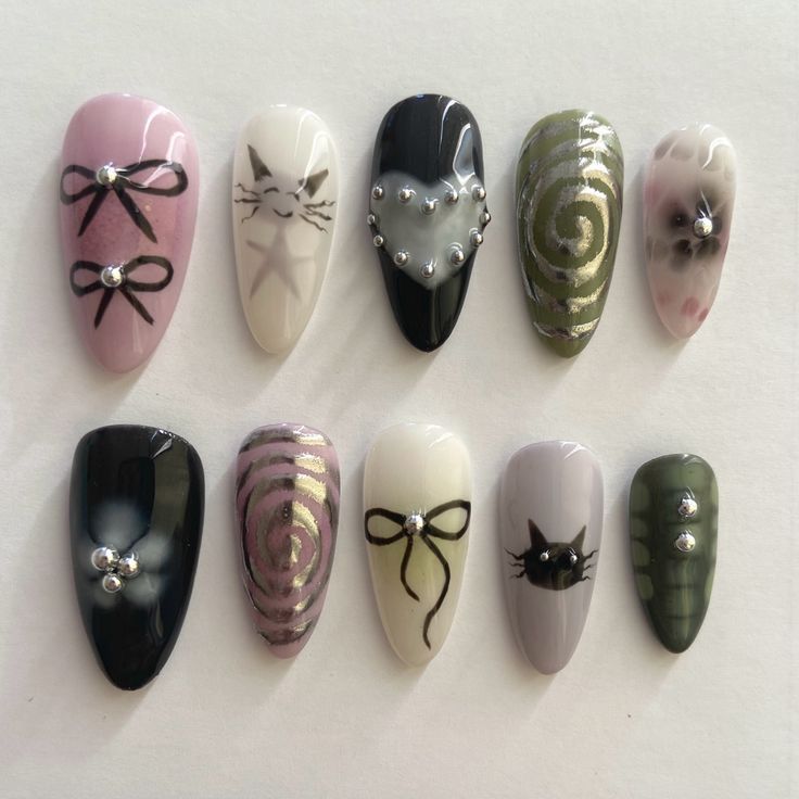 Punk Nails, Grunge Nails, Smoky Eyes, Pretty Gel Nails, Really Cute Nails, Cat Nails, Jelly Nails, Bold Lips, Kawaii Nails