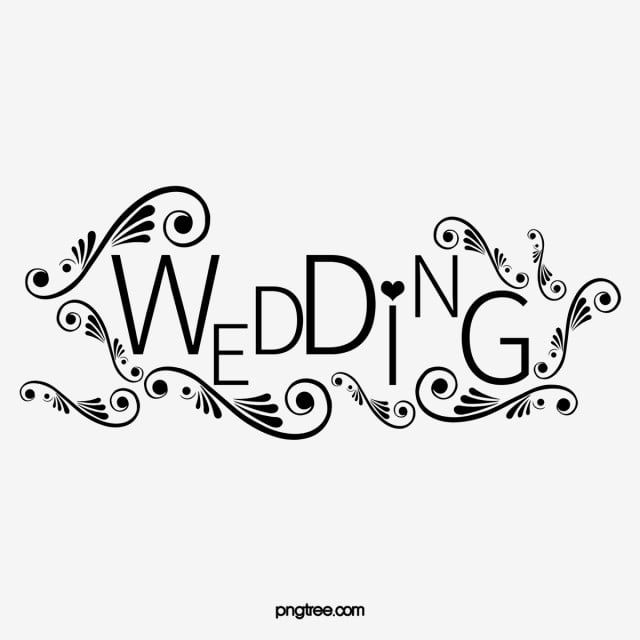 the word wedding written in black and white with swirls on it's side