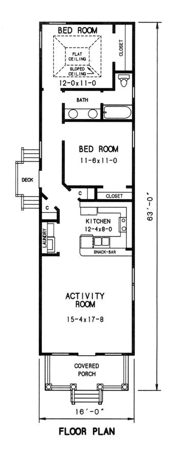 the floor plan for a small house with two bedroom and an attached living room area