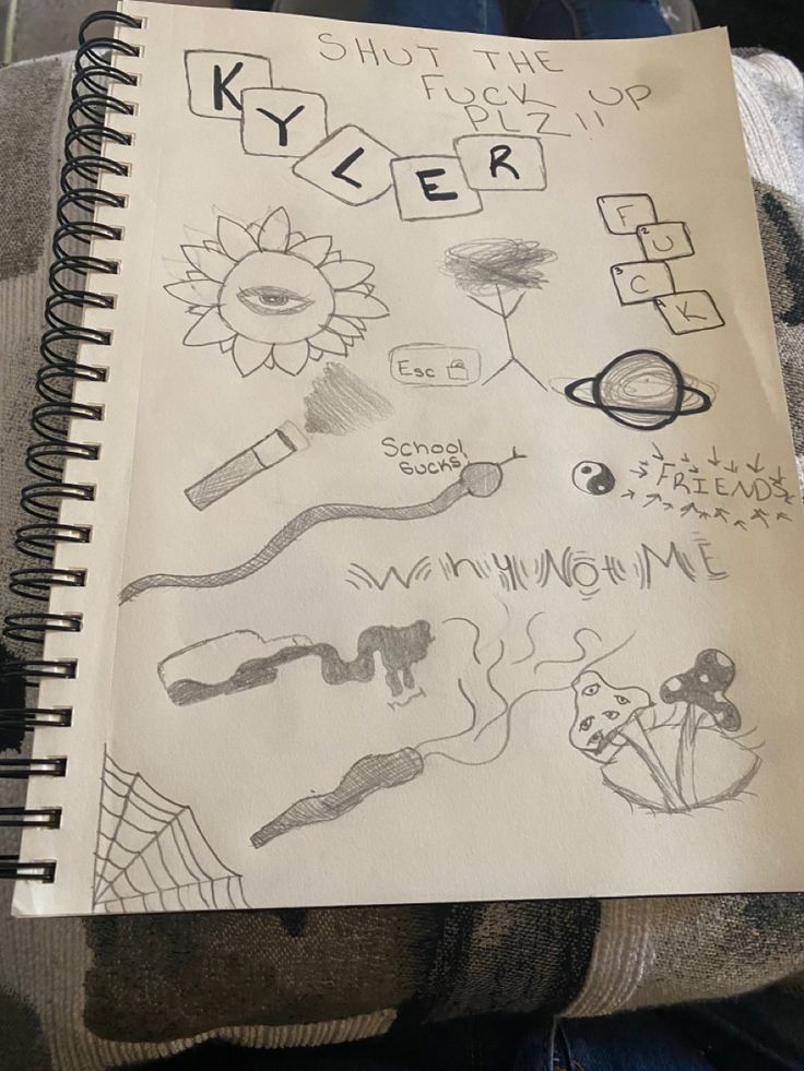 a notebook with some drawings on it