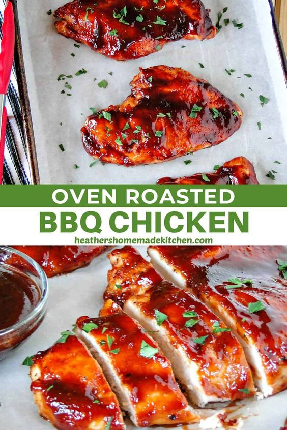 This Oven Roasted BBQ Chicken is an easy way to enjoy sticky, finger licking chicken that turns out tender and juicy every time. Seasoned chicken breasts are roasted, then smothered in BBQ sauce, and baked to perfection. This will be a family favorite recipe, guaranteed! Oven Roasted Bbq Chicken, Bbq Baked Chicken Breast, Bbq Chicken Breast Recipe, Sticky Finger, Oven Baked Bbq Chicken, Chicken Breast Oven, Bbq Sauce Chicken, Bbq Chicken Breast, Chicken Breast Recipes Baked