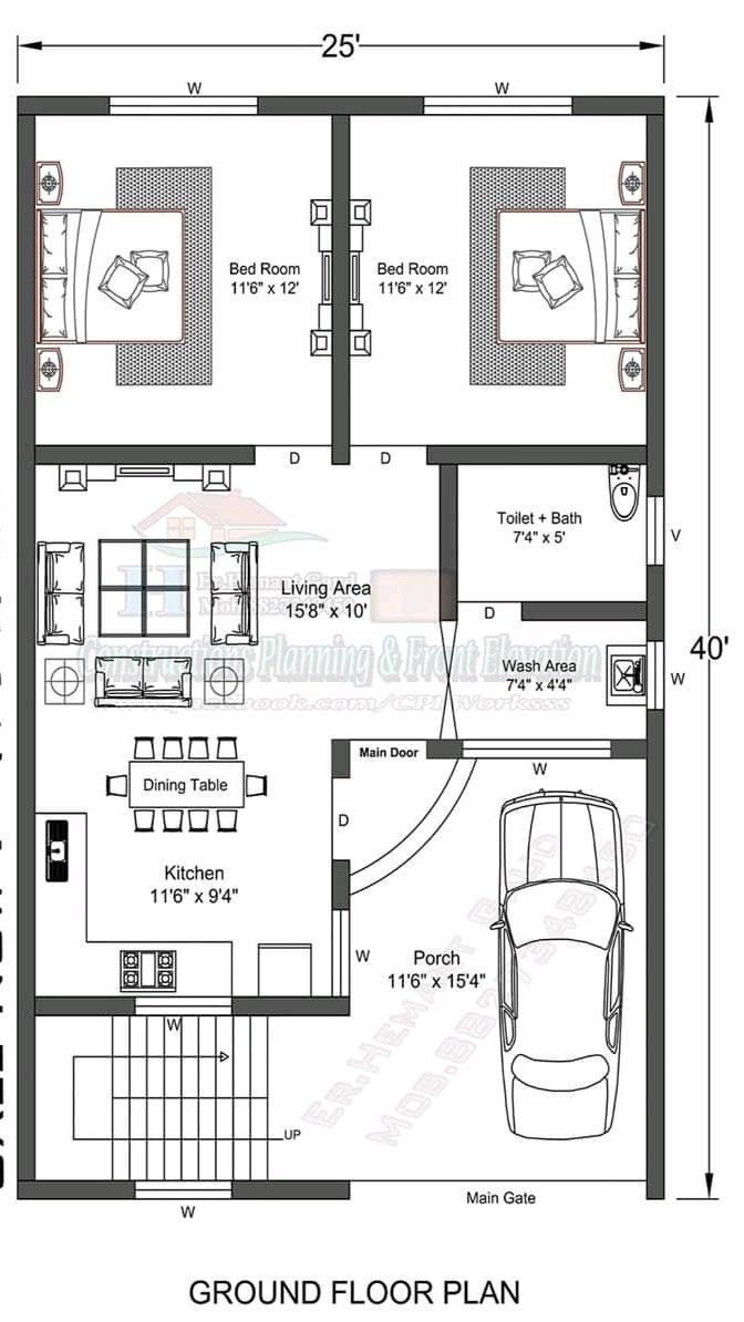 the floor plan for a small house with three bedroom and one living room in it