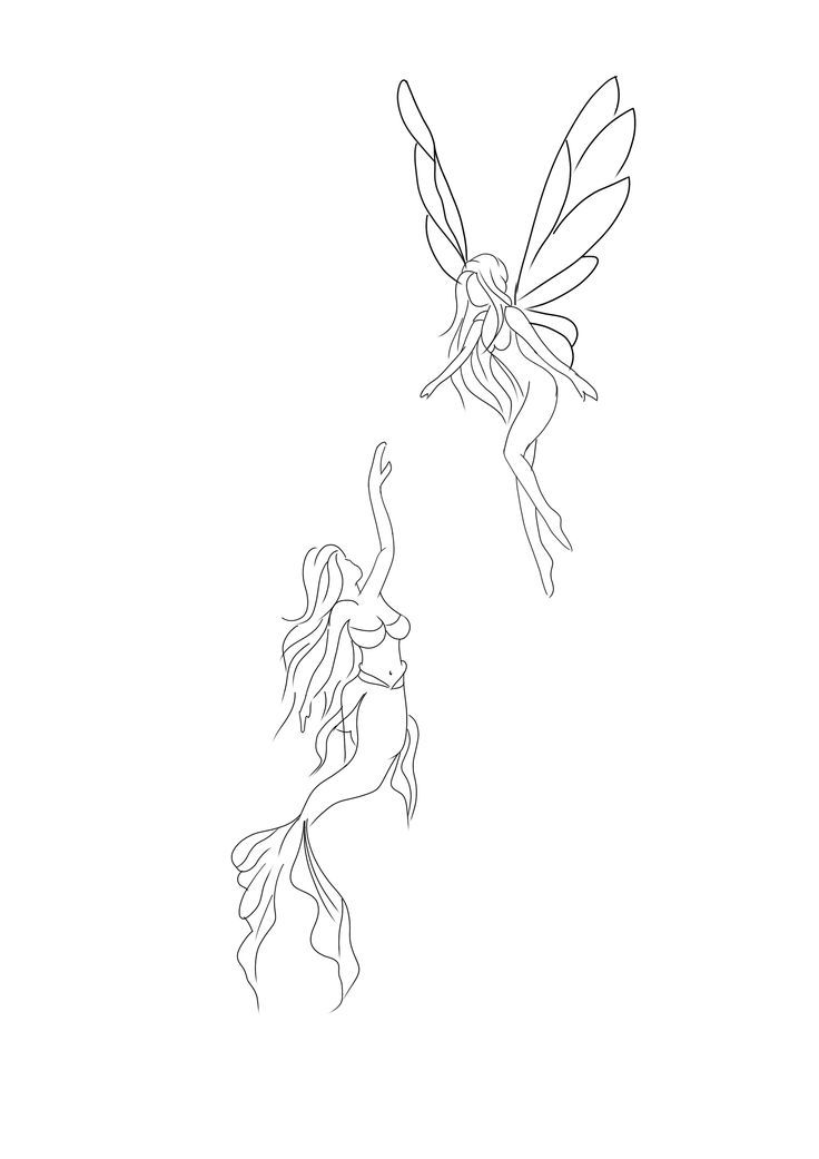 a drawing of a fairy flying through the air